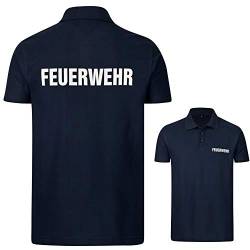 PACOTEX Feuerwehr Premium Herren Poloshirt 220g/m² Workwear Qualität mit beidseitigem, reflektierenden Aufdruck (Marineblau, M) von PACOTEX