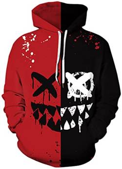 PADOLA Herren 3D Druck Kapuzenpullover Langarm Hoodie mit Taschen Casual Sweatshirt Halloween Weihnachten Streetwear Christmas Xmas Geschenke (2Schwarz Rot Flügel, XL) von PADOLA