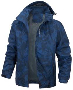 PADOLA Herren Jacke Herren Übergangsjacke Wasserdichte Regenjacke Windbreaker Windjacke Camouflage Softshelljacke Bomberjacke leichte Sommerjacke (6255 Dunkelblau 2XL) von PADOLA