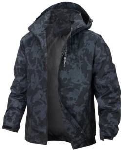 PADOLA Herren Jacke Herren Übergangsjacke Wasserdichte Regenjacke Windbreaker Windjacke Camouflage Softshelljacke Bomberjacke leichte Sommerjacke (6255 Schwarz L) von PADOLA