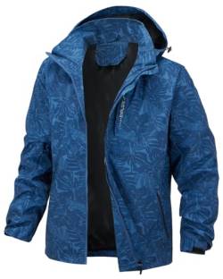 PADOLA Herren Jacke Herren Übergangsjacke Wasserdichte Regenjacke Windbreaker Windjacke Camouflage Softshelljacke Bomberjacke leichte Sommerjacke (6288 Dunkelblau 2XL) von PADOLA