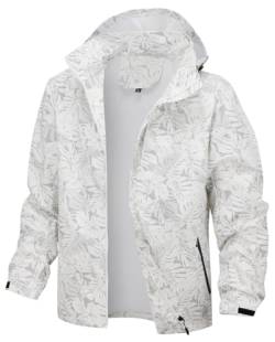 PADOLA Herren Jacke Herren Übergangsjacke Wasserdichte Regenjacke Windbreaker Windjacke Camouflage Softshelljacke Bomberjacke leichte Sommerjacke (6288 Weiß 2XL) von PADOLA