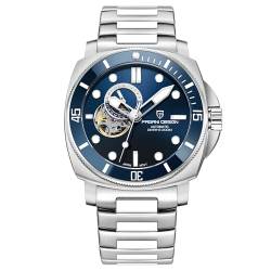 Herrenuhr Pagani Design Mechanische Automatische Armbanduhr Japan NH39 Uhrwerk Wasserdicht bis 200M Leuchtendes Saphirglas Nylon Armband… (Steel Blue) von PAGRNE DESIGN