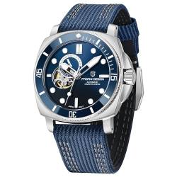 Pagane Design Armbanduhr für Herren, automatische mechanische Uhren, 200 m wasserdicht, Skelett, NH39-Uhrwerk, Saphirglas (blau), Blau, Casual von PAGRNE DESIGN