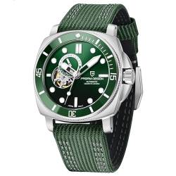 Pagane Design Armbanduhr für Herren, automatische mechanische Uhren, 200 m wasserdicht, Skelett, NH39-Uhrwerk, Saphirglas (grün), Grün , Casual von PAGRNE DESIGN