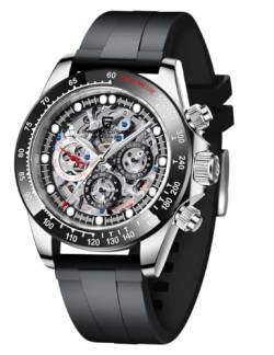 Pagani Design Herren Automatikuhr Hollow Out Design Mechanische wasserdichte Uhr 40MM Zifferblatt Saphirkristall PD 1653 Herren Geschenk (1653-J-schwarz) von PAGRNE DESIGN