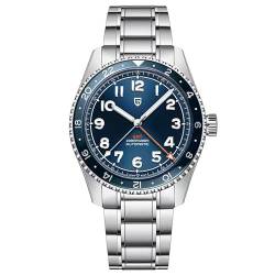 Pagani Design Herren Automatikuhr NH34 Mechanisches Japanisches Uhrwerk GMT Edelstahl 200m wasserdichte Business Uhr 40mm Business Uhr (Blue) von PAGRNE DESIGN