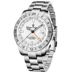 Pagani Design Uhren Herren GMT Automatik Automatik Mechanisch Analog Saphir Sport Wasserdicht Leuchtende Armbanduhr… (White) von PAGRNE DESIGN