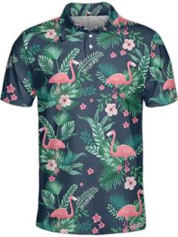 PAGYMO Golf-Shirts für Herren, lustige Golf-Shirts für Herren, hawaiianisches Poloshirt, tropische Hemden für Herren, Aop-Polo-92448, XL von PAGYMO