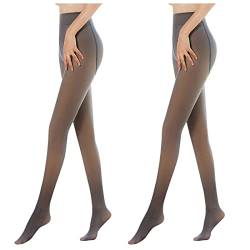 PAIDAXING 2 Stücke Thermostrumpfhose für Damen Winter Warme Leggings Durchscheinend Stretch Figurformende Strumpfhosen Plüschstrumpfhose Thermo Dicke Feinstrumpfhose von PAIDAXING