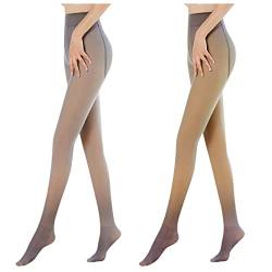 PAIDAXING 2 Stücke Thermostrumpfhose für Damen Winter Warme Leggings Durchscheinend Stretch Figurformende Strumpfhosen Plüschstrumpfhose Thermo Dicke Feinstrumpfhose von PAIDAXING