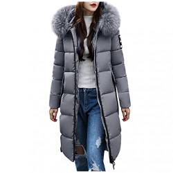 PAIDAXING Damen Daunenmantel Wintermantel Übergröße Lang Steppjacke Parka mit Pelzkapuze Winter Warm Trenchcoat Winddicht Jacke Daunenjacke Steppmantel von PAIDAXING