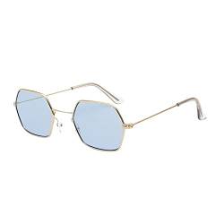 PAIDAXING Damen Herren Klassische quadratische polarisierte Sonnenbrille Retro Trendy Sunnies Eyewear Fake Brillen Gold (Blue, One Size) von PAIDAXING