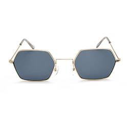 PAIDAXING Damen Herren Klassische quadratische polarisierte Sonnenbrille Retro Trendy Sunnies Eyewear Fake Brillen Gold (Navy, One Size) von PAIDAXING