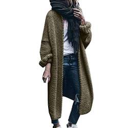 PAIDAXING Damen Strickjacke Lange Oversize Cardigan Strickmantel Herbst Winter Pullover Mantel Longstrickjacke Frauen Grobstrick Sweater Outerwear Wintermantel von PAIDAXING