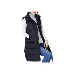 PAIDAXING Damen Weste Daunenweste Lang Ärmellose Steppweste Jacke Abnehmbar Kapuze Damenweste Übergröße Mantel Steppjacke Lose Winterjacke von PAIDAXING