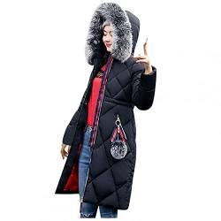 PAIDAXING Damen Wintermantel Daunenmantel Lang Kunstfell Jacke Mantel Steppmantel Plus Size Winddicht Winterparka Puffer Coat Outdoorjacke von PAIDAXING