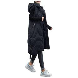 PAIDAXING Daunenweste Lang Damen Weste mit Kapuze Winter Ärmellose Steppjacke Taschen Große Größen Lange Mantel Damenwesten Winterjacke von PAIDAXING