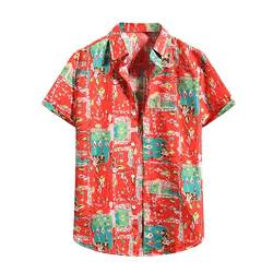 PAIDAXING Hemd Herren Freizeithemd Bunt Druck Hawaiihemd Strandhemd Kurzarm Button Down Shirt Freizeit Aloha Hawaii Kurzärmliges Shirts von PAIDAXING