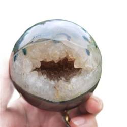PAJPXPCD Heilkristall Top Natursteine ​​Druzy Achat Kristalle Geode Heimdekoration Achat mit Druzy Open Sphere Crystal Cluster und Amethyst (Size : 70-75mm) von PAJPXPCD