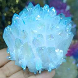 PAJPXPCD Natürliche magische galvanisierte natürliche Kristall-Cluster-Stein-Kristall-Probe, Heimbüro-Dekoration, Handwerk, Geschenke, (Color : Light Green, Size : 300-350g) von PAJPXPCD