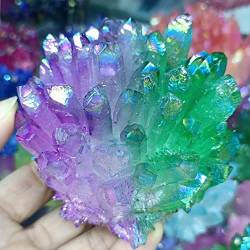 PAJPXPCD Natürliche magische galvanisierte natürliche Kristall-Cluster-Stein-Kristall-Probe, Heimbüro-Dekoration, Handwerk, Geschenke, (Color : Multicolore, Size : 300-350g) von PAJPXPCD
