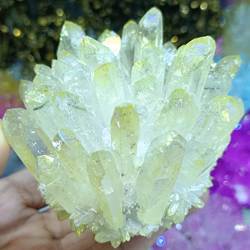 PAJPXPCD Natürliche magische galvanisierte natürliche Kristall-Cluster-Stein-Kristall-Probe, Heimbüro-Dekoration, Handwerk, Geschenke, (Color : No.2, Size : 300-350g) von PAJPXPCD