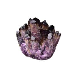 PAJPXPCD Natur-Edelsteine, Trommelsteine, natürlicher Kristall-Cluster, Amethyst-Gestein, Mineralprobe, gelb, grün, lila, Quarz, Heilstein, rohe Kristalle, Wohnkultur (Color : Purple, Size : 400-5 von PAJPXPCD
