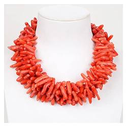 PAJPXPCD Schmuck 18 Zoll Charming 5 Stränge Orange Coral Nugget Chips Chokers Halskette for Frauen erfüllen von PAJPXPCD