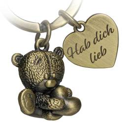 PAKADI Schlüsselanhänger Bärchen Felix Antique Bronze - Bär Talisman Familie Freunde Liebe- Glücksbringer aus Metall - Anhänger Tasche Schlüsselbund von PAKADI