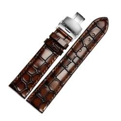 PAKMEZ Leder Männer Uhrenband 18-22mm Ersatz-Uhrengurtarmband, Braunes Falten, 22mm Goldverschluss von PAKMEZ