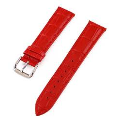 PAKMEZ Leder-Uhr-Armband 10-24mm Leder Uhrengurte für Männer, Rot, 14mm von PAKMEZ