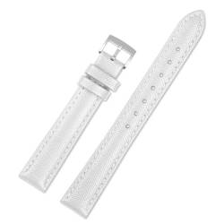 PAKMEZ Leder-Uhren-Band 10-18mm Ersatzarmband für Männer und Frauen, Weißer silberner Stift, 10mm von PAKMEZ