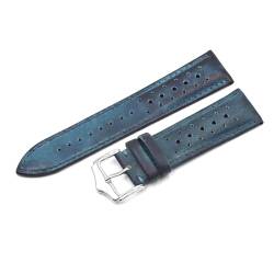 PAKMEZ Leder-Uhren-Band-Gurt 20-24mm Ersatzuhr-Gurt für Männer und Frauen, Blau, 24mm von PAKMEZ