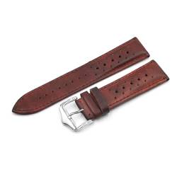 PAKMEZ Leder-Uhren-Band-Gurt 20-24mm Ersatzuhr-Gurt für Männer und Frauen, Rot, 24mm von PAKMEZ