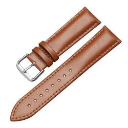 PAKMEZ Leder-Uhren-Gurt-Armband 12-24mm Leder Uhrenband für Männer, Hellbraun, 15mm von PAKMEZ