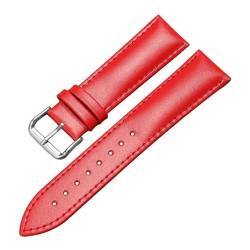 PAKMEZ Leder-Uhren-Gurt-Armband 12-24mm Leder Uhrenband für Männer, Rot, 17mm von PAKMEZ