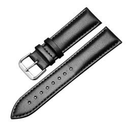 PAKMEZ Leder-Uhren-Gurt-Armband 12-24mm Leder Uhrenband für Männer, Schwarz, 22mm von PAKMEZ