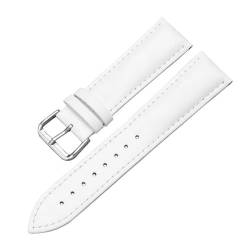 PAKMEZ Leder-Uhren-Gurt-Armband 12-24mm Leder Uhrenband für Männer, Weiß, 16mm von PAKMEZ