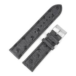 PAKMEZ Leder Uhrenband 18-22mm Ersatzuhr-Wachgurt für Männer und Frauen, Grauschwarz, 18mm von PAKMEZ