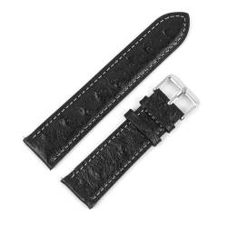 PAKMEZ Leder Uhrenband 18-22mm Ersatzuhr-Wachgurt für Männer und Frauen, Schwarz-Weiß-Linie, 18mm von PAKMEZ