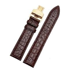 PAKMEZ Leder-Uhrenband-Armband 12-24mm Ersatzuhr-Gurt, Braunes Gold, 24mm von PAKMEZ