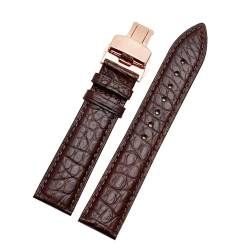 PAKMEZ Leder-Uhrenband-Armband 12-24mm Ersatzuhr-Gurt, Braunes Roségold, 19mm von PAKMEZ
