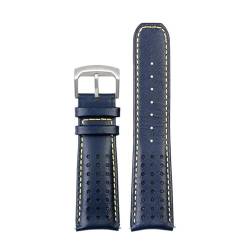 PAKMEZ Leder -Uhrenband -Armband 22/23mm Leder Austausch Uhrengurt, Blau gelbes Silber, 22mm von PAKMEZ