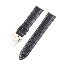 PAKMEZ Leder Uhrengurt 12-24mm Leder Ersatzuhr Armband, Schwarz -Weiß -Linie, 18mm von PAKMEZ