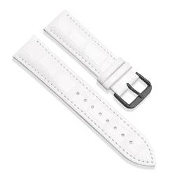 PAKMEZ Leder Uhrengurt 16-24mm Ersatz Uhrenbänder Armband für Männer und Frauen, Weiß schwarz, 18mm von PAKMEZ