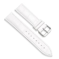 PAKMEZ Leder Uhrengurt 16-24mm Ersatz Uhrenbänder Armband für Männer und Frauen, Weißsilber, 24mm von PAKMEZ