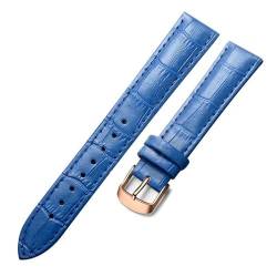 PAKMEZ Leder Uhrengurt 18-22mm Leder Ersatzwachenbänder Armband, Blau-Rose-Gold, 22mm von PAKMEZ