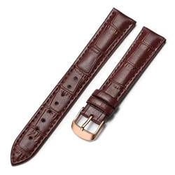PAKMEZ Leder Uhrengurt 18-22mm Leder Ersatzwachenbänder Armband, Braun-Rose Gold, 18mm von PAKMEZ