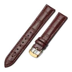 PAKMEZ Leder Uhrengurt 18-22mm Leder Ersatzwachenbänder Armband, Braungold, 16mm von PAKMEZ